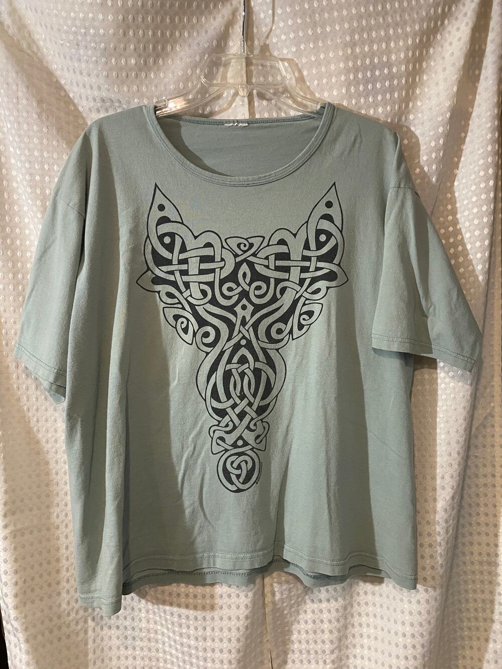 Sage Green Celtic Knot Graphics Folk Tee No Tags (see below)